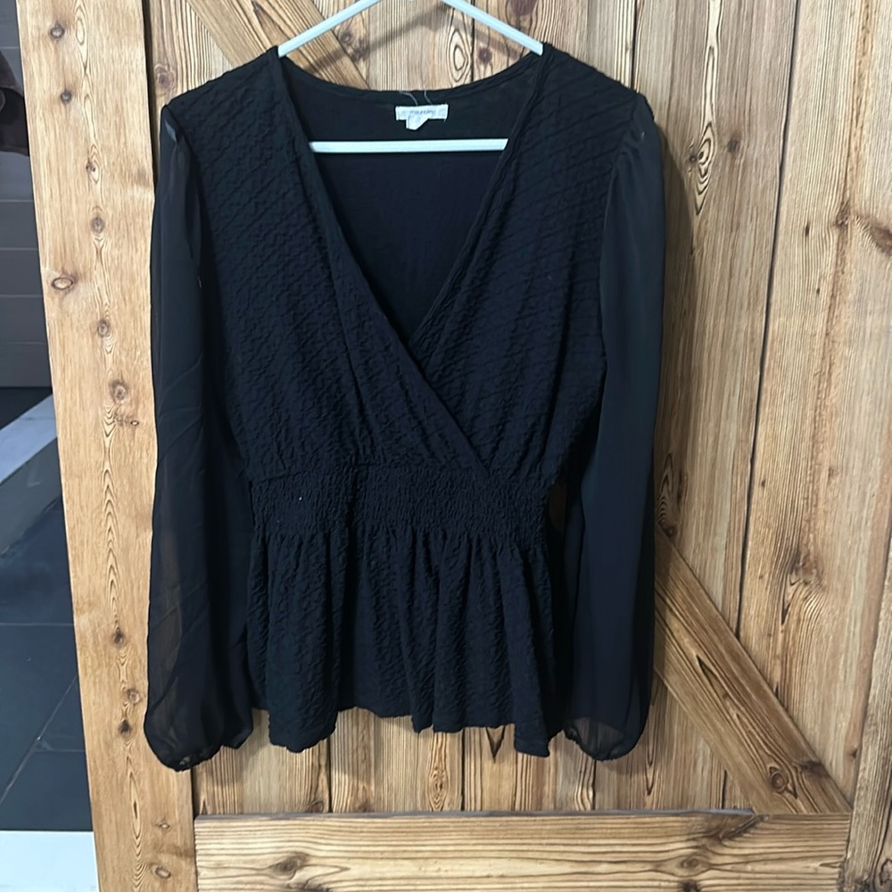 Black blouse with sheer sleeves size small